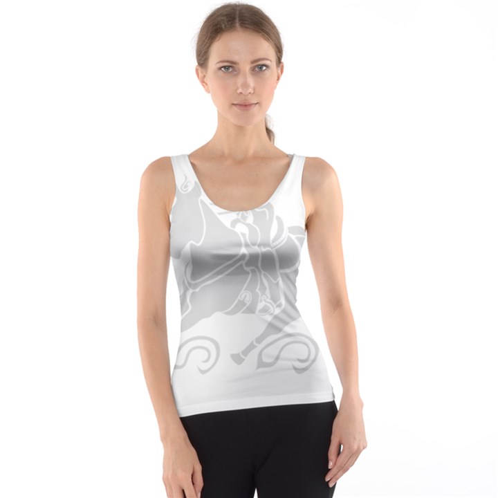 Cowgirl Barrel Racing a White Horse Tank Top