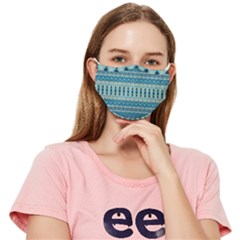 Bohemian Teal Blue Stripes Fitted Cloth Face Mask (adult)