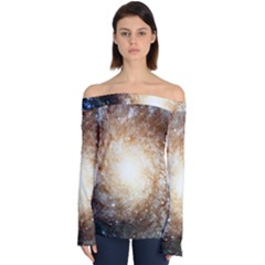 Galaxy Space Off Shoulder Long Sleeve Top by Sabelacarlos