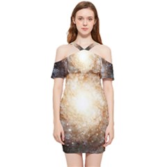 Galaxy Space Shoulder Frill Bodycon Summer Dress