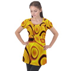 Golden Honey Puff Sleeve Tunic Top by Sabelacarlos