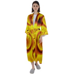 Golden Honey Maxi Satin Kimono by Sabelacarlos