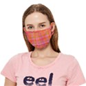 Pink Orange Madras Plaid Crease Cloth Face Mask (Adult) View1