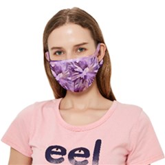 Purple Floral Print Crease Cloth Face Mask (adult)