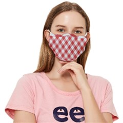 Red And White Gingham Plaid Fitted Cloth Face Mask (adult) by SpinnyChairDesigns