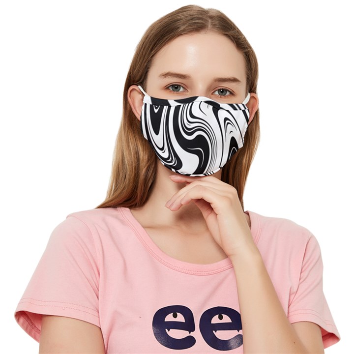 Black and White Swirl Fitted Cloth Face Mask (Adult)