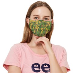 Yellow Green Brown Camouflage Fitted Cloth Face Mask (adult) by SpinnyChairDesigns