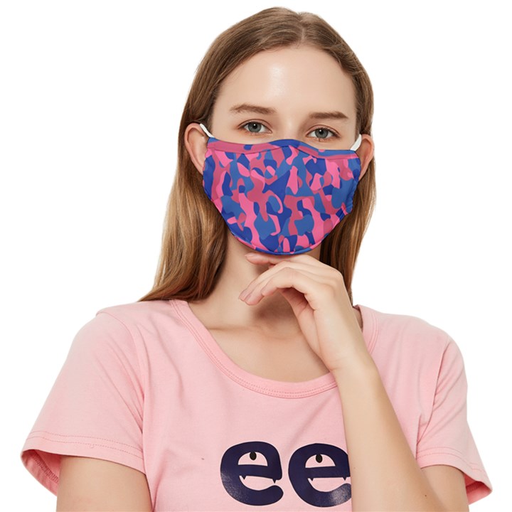 Blue Pink Camouflage Fitted Cloth Face Mask (Adult)