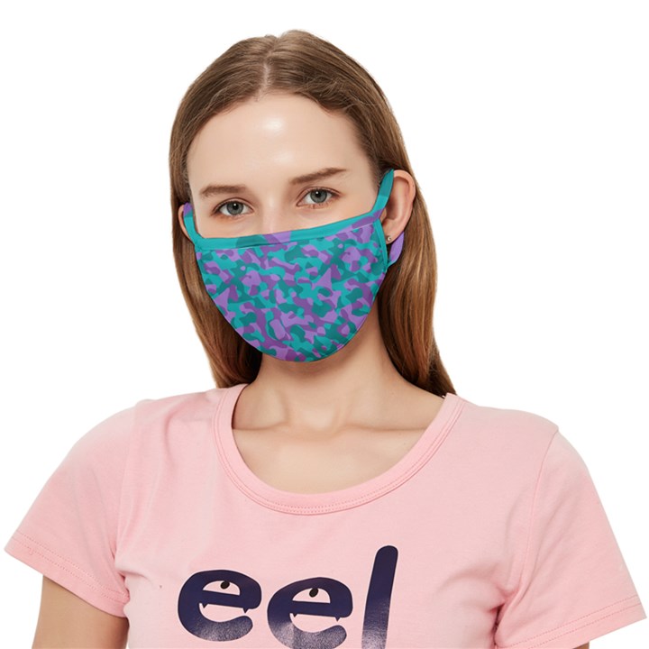 Purple and Teal Camouflage Crease Cloth Face Mask (Adult)