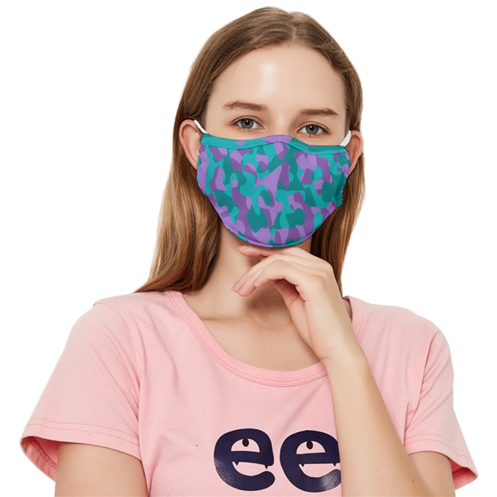 Purple and Teal Camouflage Fitted Cloth Face Mask (Adult)