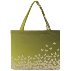 Yellow, Gold Gradient Butterflies Pattern, Cute Insects Theme Mini Tote Bag by Casemiro