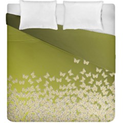 Yellow, Gold Gradient Butterflies Pattern, Cute Insects Theme Duvet Cover Double Side (king Size) by Casemiro