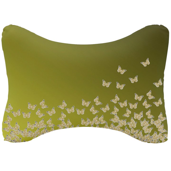 Yellow, gold Gradient Butterflies pattern, cute insects theme Seat Head Rest Cushion