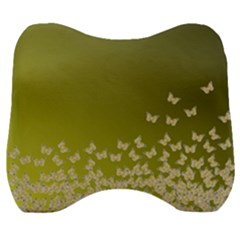 Yellow, Gold Gradient Butterflies Pattern, Cute Insects Theme Velour Head Support Cushion by Casemiro