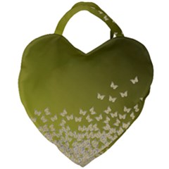 Yellow, Gold Gradient Butterflies Pattern, Cute Insects Theme Giant Heart Shaped Tote by Casemiro