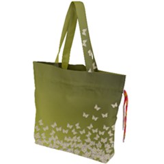 Yellow, Gold Gradient Butterflies Pattern, Cute Insects Theme Drawstring Tote Bag