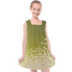 Yellow, Gold Gradient Butterflies Pattern, Cute Insects Theme Kids  Cross Back Dress