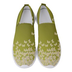 Yellow, Gold Gradient Butterflies Pattern, Cute Insects Theme Women s Slip On Sneakers by Casemiro