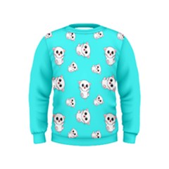 Azure Blue And Crazy Kitties Pattern, Cute Kittens, Cartoon Cats Theme Kids  Sweatshirt by Casemiro