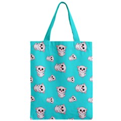 Azure Blue And Crazy Kitties Pattern, Cute Kittens, Cartoon Cats Theme Zipper Classic Tote Bag by Casemiro