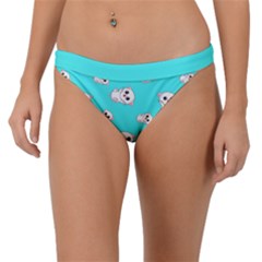 Azure Blue And Crazy Kitties Pattern, Cute Kittens, Cartoon Cats Theme Band Bikini Bottom by Casemiro