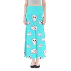 Azure Blue And Crazy Kitties Pattern, Cute Kittens, Cartoon Cats Theme Full Length Maxi Skirt by Casemiro