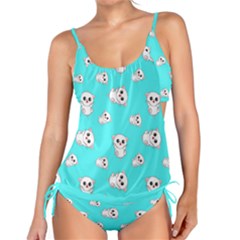 Azure Blue And Crazy Kitties Pattern, Cute Kittens, Cartoon Cats Theme Tankini Set by Casemiro