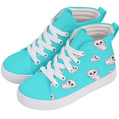 Azure Blue And Crazy Kitties Pattern, Cute Kittens, Cartoon Cats Theme Kids  Hi-top Skate Sneakers by Casemiro