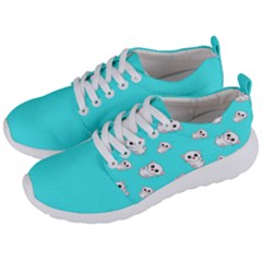 Azure Blue And Crazy Kitties Pattern, Cute Kittens, Cartoon Cats Theme Men s Lightweight Sports Shoes by Casemiro