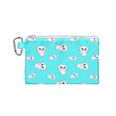 Azure Blue And Crazy Kitties Pattern, Cute Kittens, Cartoon Cats Theme Canvas Cosmetic Bag (small) by Casemiro