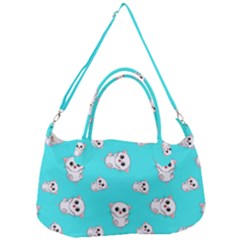 Azure Blue And Crazy Kitties Pattern, Cute Kittens, Cartoon Cats Theme Removal Strap Handbag by Casemiro