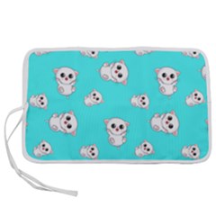 Azure Blue And Crazy Kitties Pattern, Cute Kittens, Cartoon Cats Theme Pen Storage Case (s)