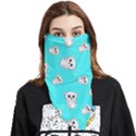 Azure blue and Crazy kitties pattern, cute kittens, cartoon cats theme Face Covering Bandana (Triangle) View1