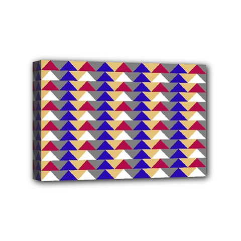 Colorful Triangles Pattern, Retro Style Theme, Geometrical Tiles, Blocks Mini Canvas 6  X 4  (stretched) by Casemiro