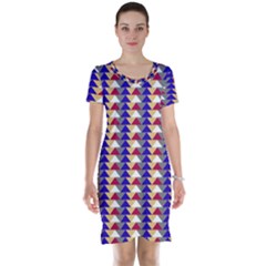 Colorful Triangles Pattern, Retro Style Theme, Geometrical Tiles, Blocks Short Sleeve Nightdress by Casemiro