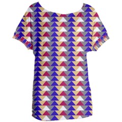 Colorful Triangles Pattern, Retro Style Theme, Geometrical Tiles, Blocks Women s Oversized Tee by Casemiro