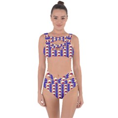 Colorful Triangles Pattern, Retro Style Theme, Geometrical Tiles, Blocks Bandaged Up Bikini Set  by Casemiro