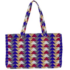 Colorful Triangles Pattern, Retro Style Theme, Geometrical Tiles, Blocks Canvas Work Bag by Casemiro