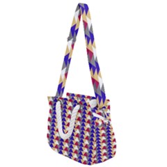 Colorful Triangles Pattern, Retro Style Theme, Geometrical Tiles, Blocks Rope Handles Shoulder Strap Bag by Casemiro