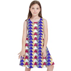 Colorful Triangles Pattern, Retro Style Theme, Geometrical Tiles, Blocks Kids  Skater Dress