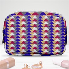 Colorful Triangles Pattern, Retro Style Theme, Geometrical Tiles, Blocks Make Up Pouch (small) by Casemiro