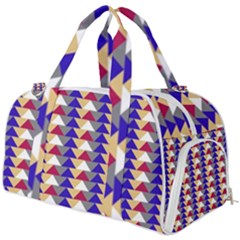 Colorful Triangles Pattern, Retro Style Theme, Geometrical Tiles, Blocks Burner Gym Duffel Bag by Casemiro