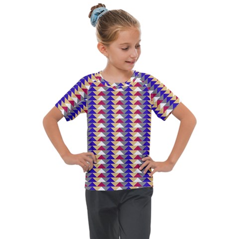 Colorful Triangles Pattern, Retro Style Theme, Geometrical Tiles, Blocks Kids  Mesh Piece Tee by Casemiro