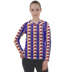 Colorful Triangles Pattern, Retro Style Theme, Geometrical Tiles, Blocks Women s Long Sleeve Raglan Tee