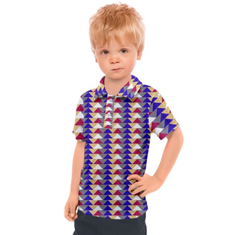 Colorful Triangles Pattern, Retro Style Theme, Geometrical Tiles, Blocks Kids  Polo Tee by Casemiro