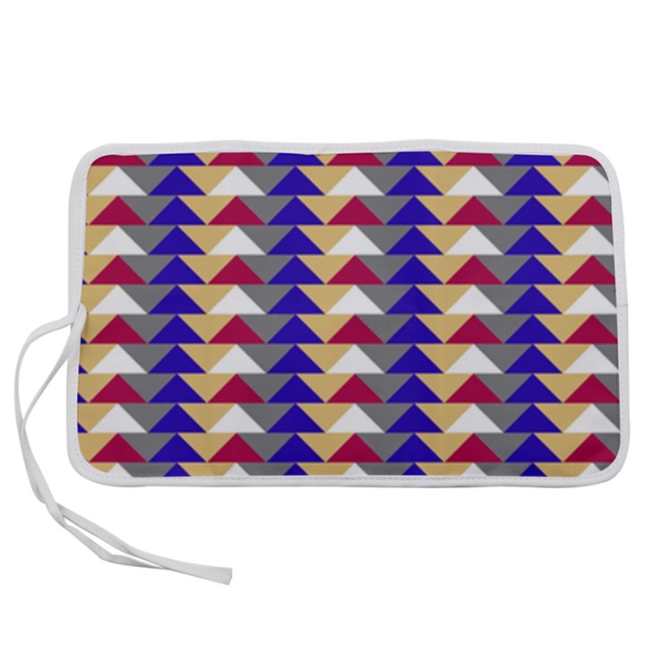 Colorful triangles pattern, retro style theme, geometrical tiles, blocks Pen Storage Case (M)