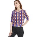 Colorful triangles pattern, retro style theme, geometrical tiles, blocks Quarter Sleeve Blouse View1