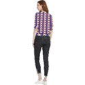 Colorful triangles pattern, retro style theme, geometrical tiles, blocks Quarter Sleeve Blouse View2