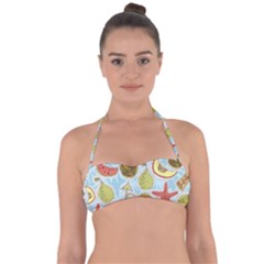 Tropical Pattern Halter Bandeau Bikini Top