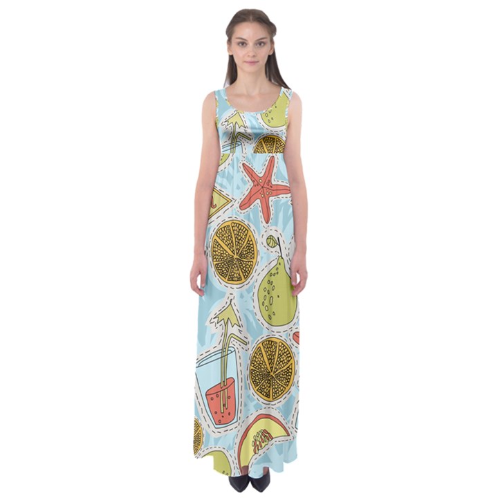 Tropical pattern Empire Waist Maxi Dress